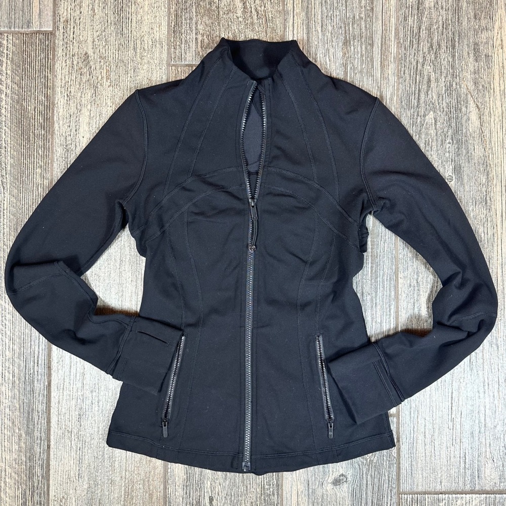 Lululemon Black Define Jacket Thumbholes Full Zip Athletic Fitted Size 6